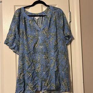 J. Jill Blue and Green Relaxed Blouse
